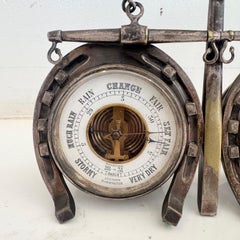 Victorian Horseshoe Hunting Clock with Barometer, 1890s England