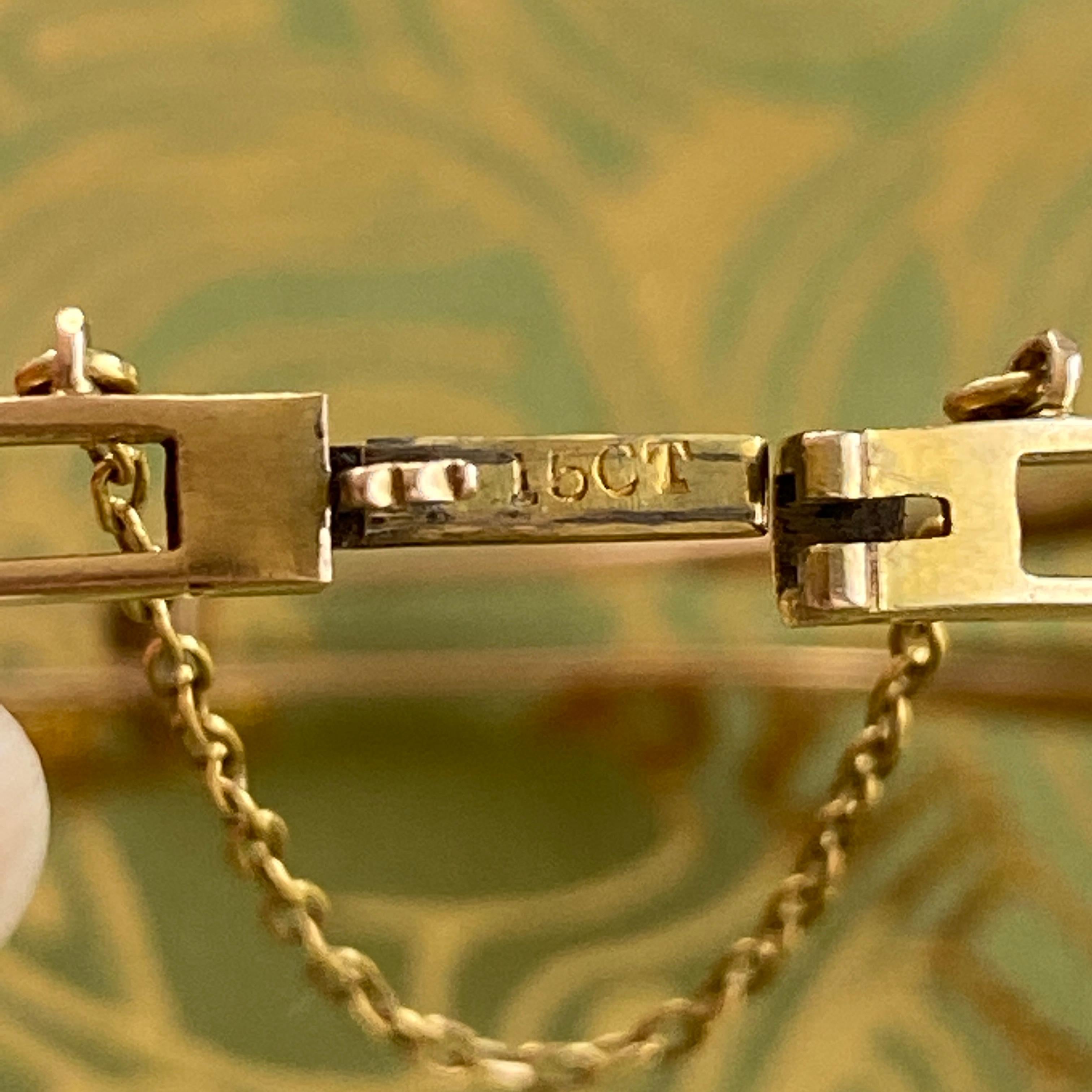 Viktorianisches Hufeisen Türkis & Saatperle 15k Goldarmband im Angebot 6