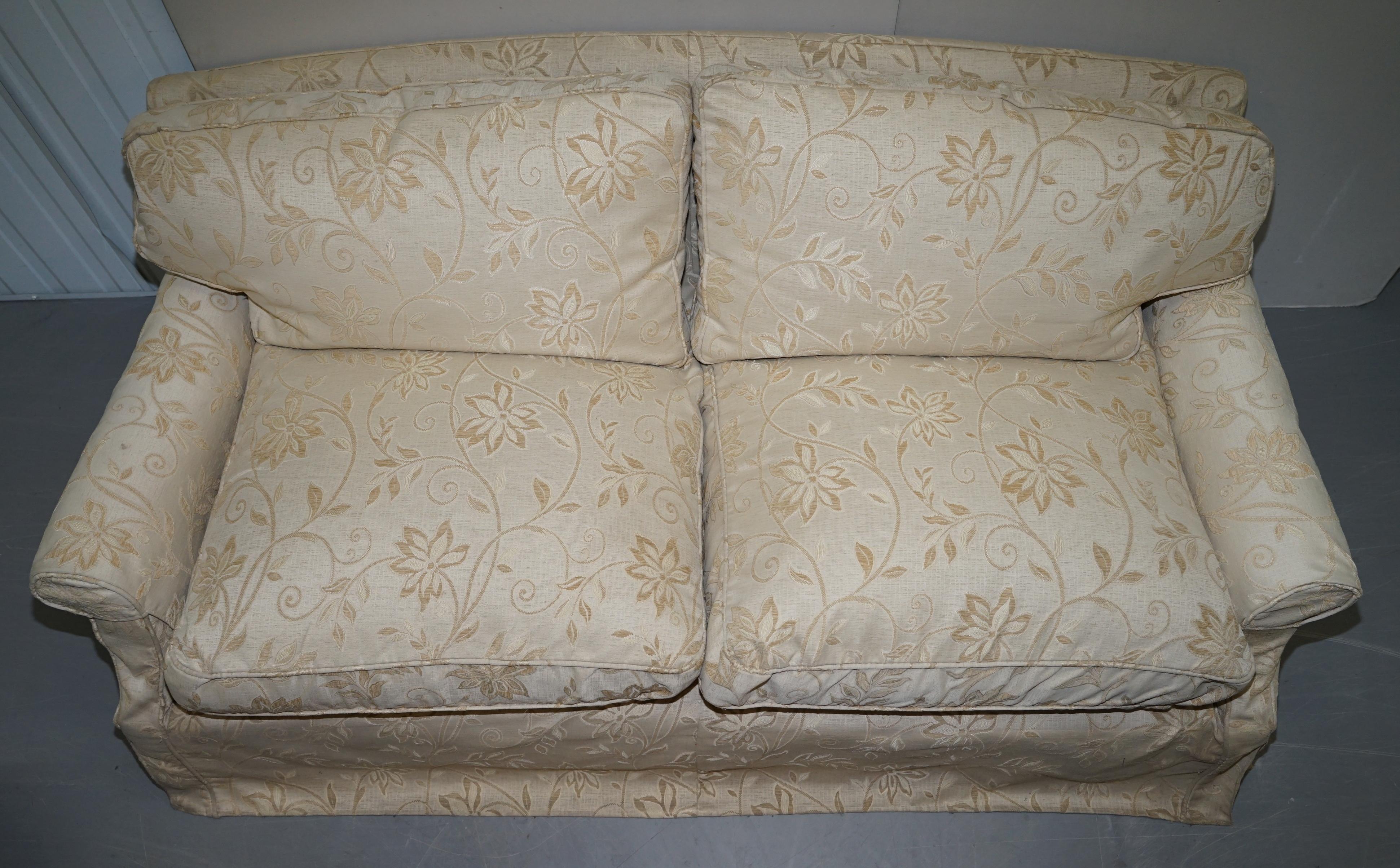 English Victorian Howard & Sons Sofa with Feather Filled Cushions and Removable Covers