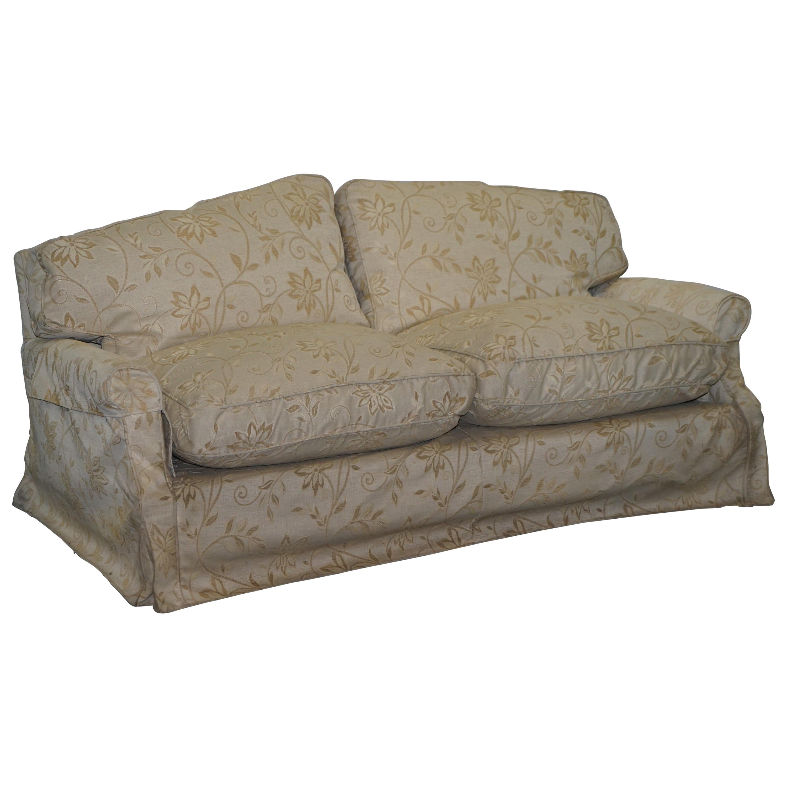 Victorian Howard & Sons Sofa with Feather Filled Cushions and Removable Covers
