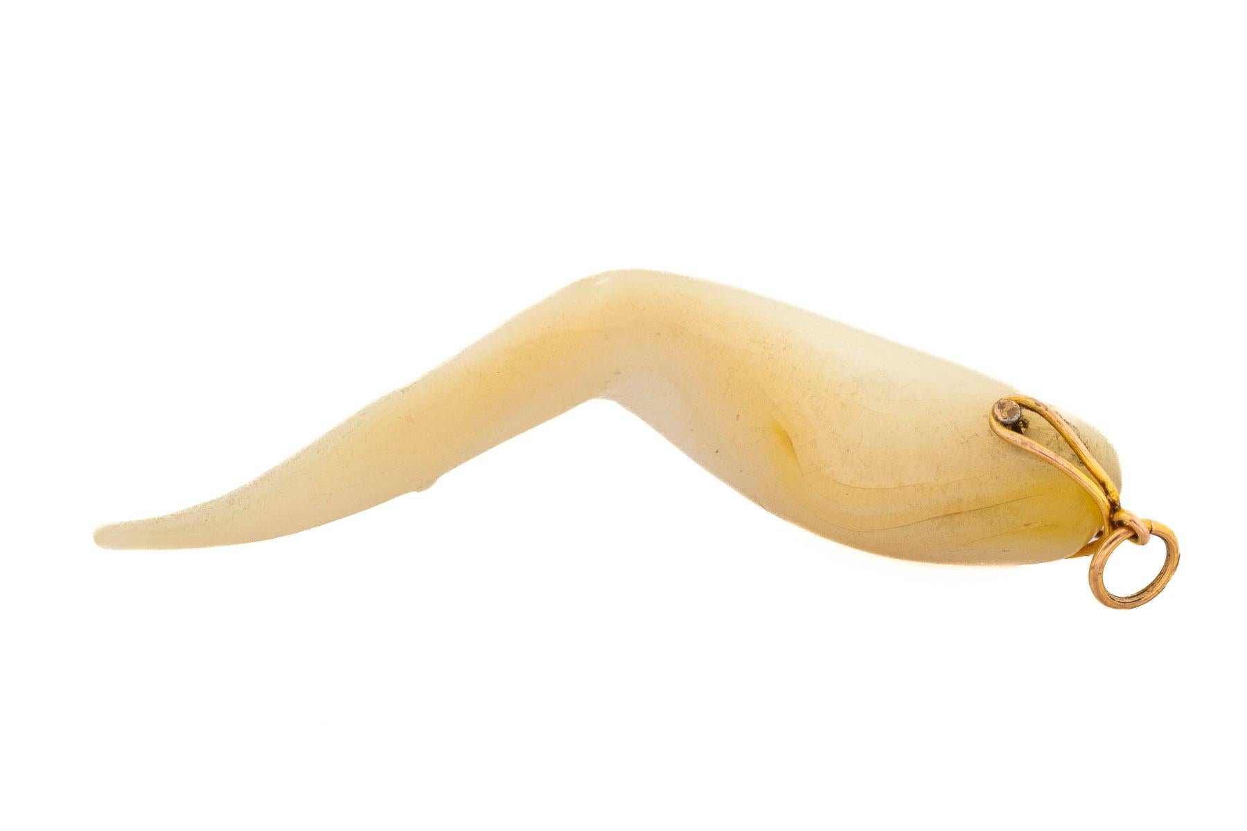 Women's or Men's Victorian Huge Cornicello in Mother of Pearl