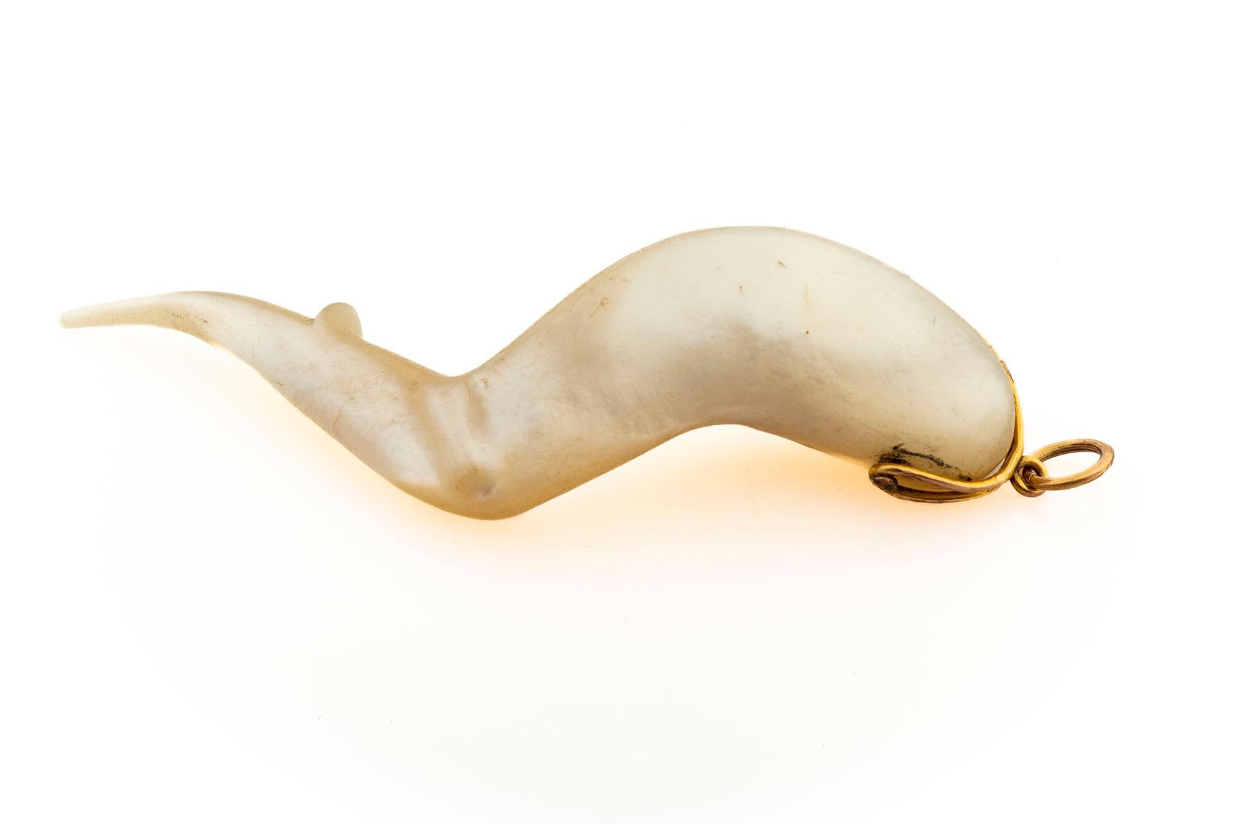 Victorian Huge Cornicello in Mother of Pearl 1