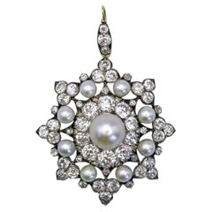 Victorian Hunt & Roskell Pearl Diamond Silver and Gold Brooch-Pendant Circa 1895