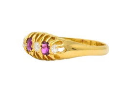 Victorian H.W.L. 0.40 Carat Diamond Ruby 18 Karat Gold Ring