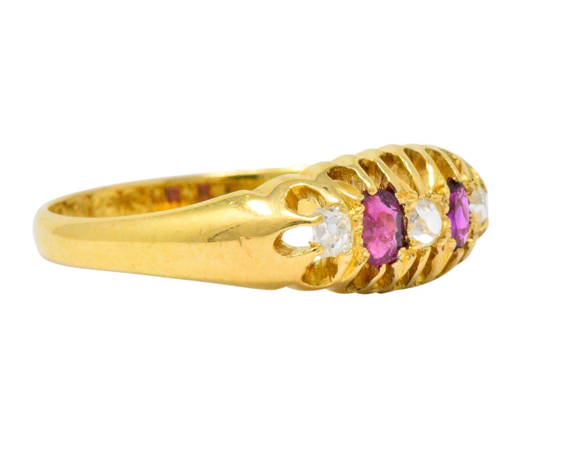 Victorian H.W.L. 0.40 Carat Diamond Ruby 18 Karat Gold Ring In Excellent Condition In Philadelphia, PA