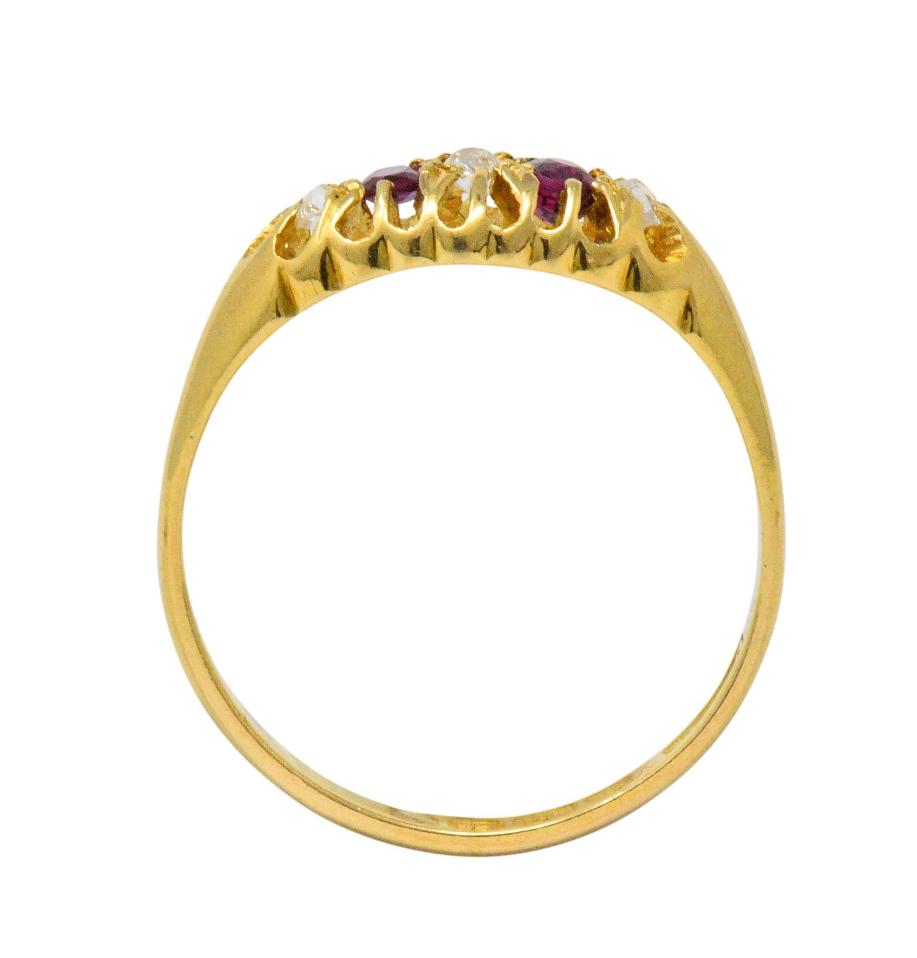 Victorian H.W.L. 0.40 Carat Diamond Ruby 18 Karat Gold Ring 1