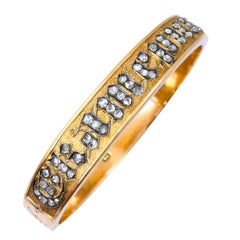 Victorian Imperial Russian 14k Gold Bracelet Rose Cut Diamonds Antique Estate