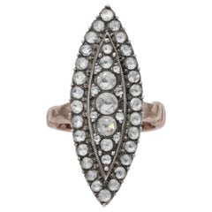 Victorian Imposing Marquise Shaped 1.80 Carat Rose Cut Diamond Ring