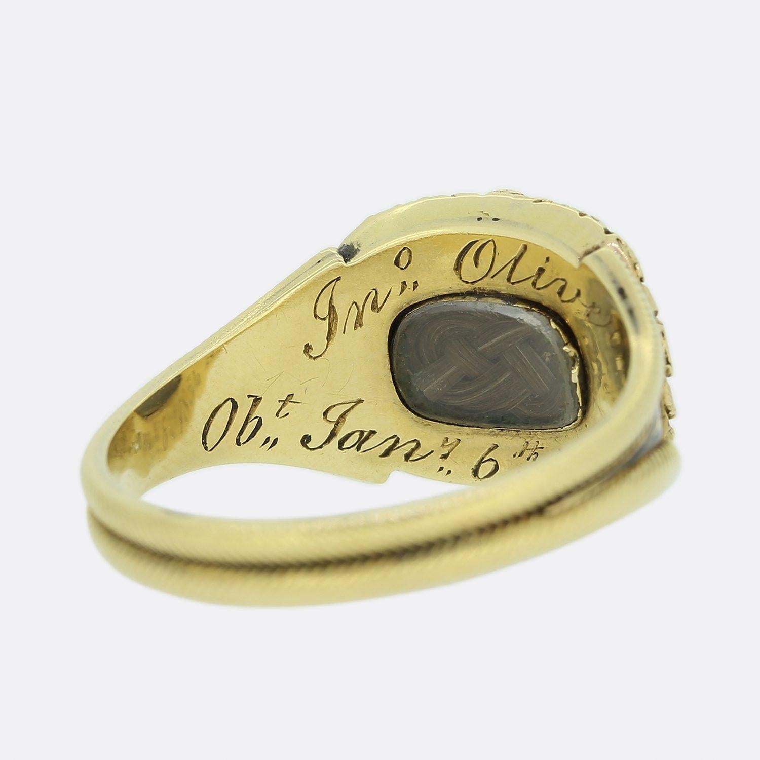 Women's Victorian 'In Memory Of' Enamel Mourning Ring For Sale