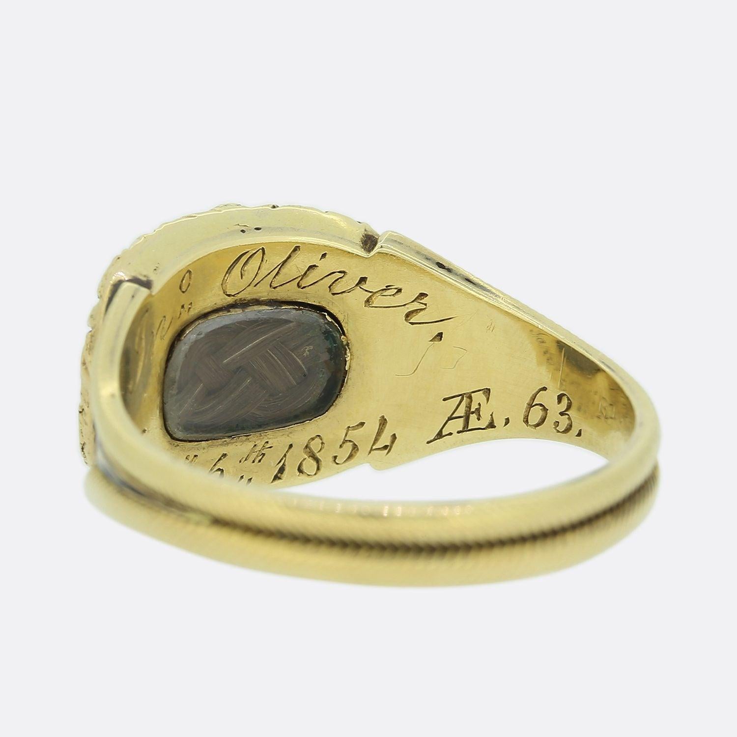 Victorian 'In Memory Of' Enamel Mourning Ring For Sale 1