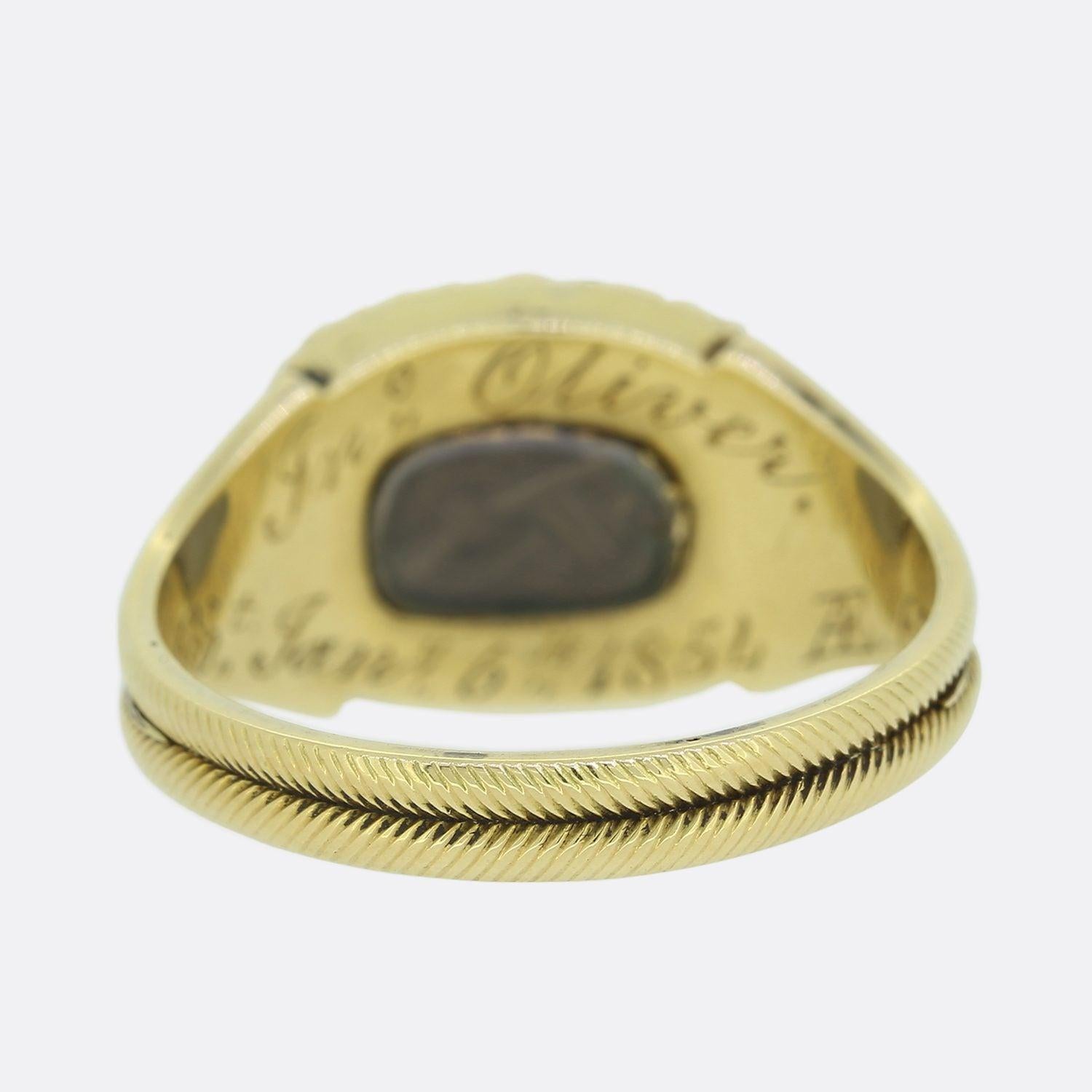Victorian 'In Memory Of' Enamel Mourning Ring For Sale 2