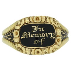 Antique Victorian 'In Memory Of' Enamel Mourning Ring