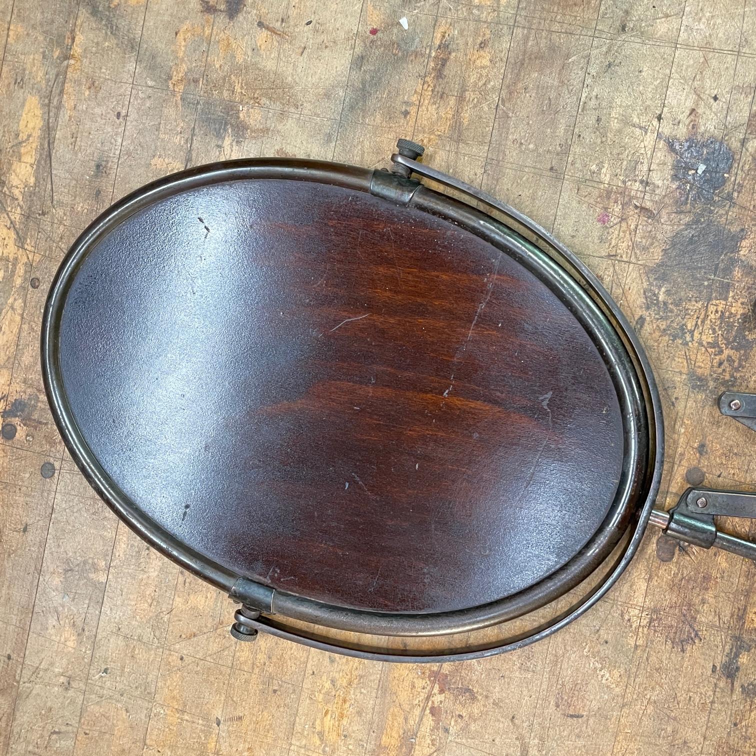 Viktorianische Industriezeitalter Oval Bronze getönten Schere Akkordeon Wandhalterung Spiegel im Angebot 4