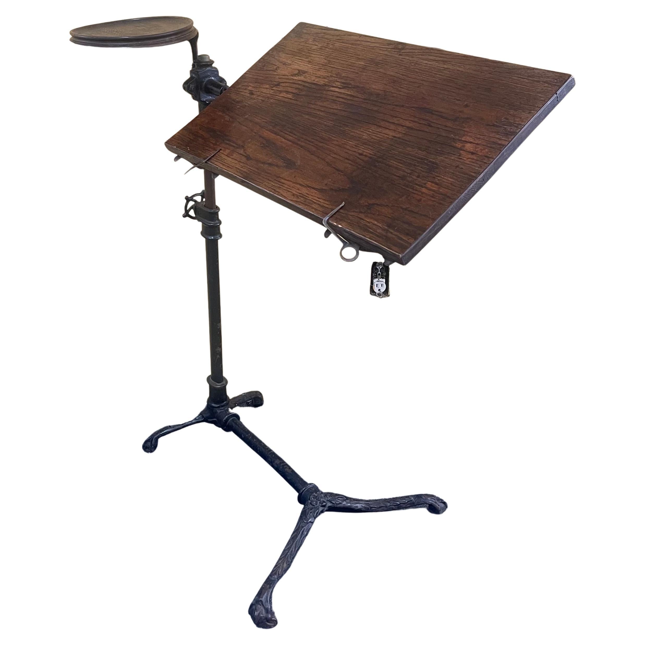American Victorian Industrial Cast Iron Drafting Table or Desk by J. Foot & Son of London