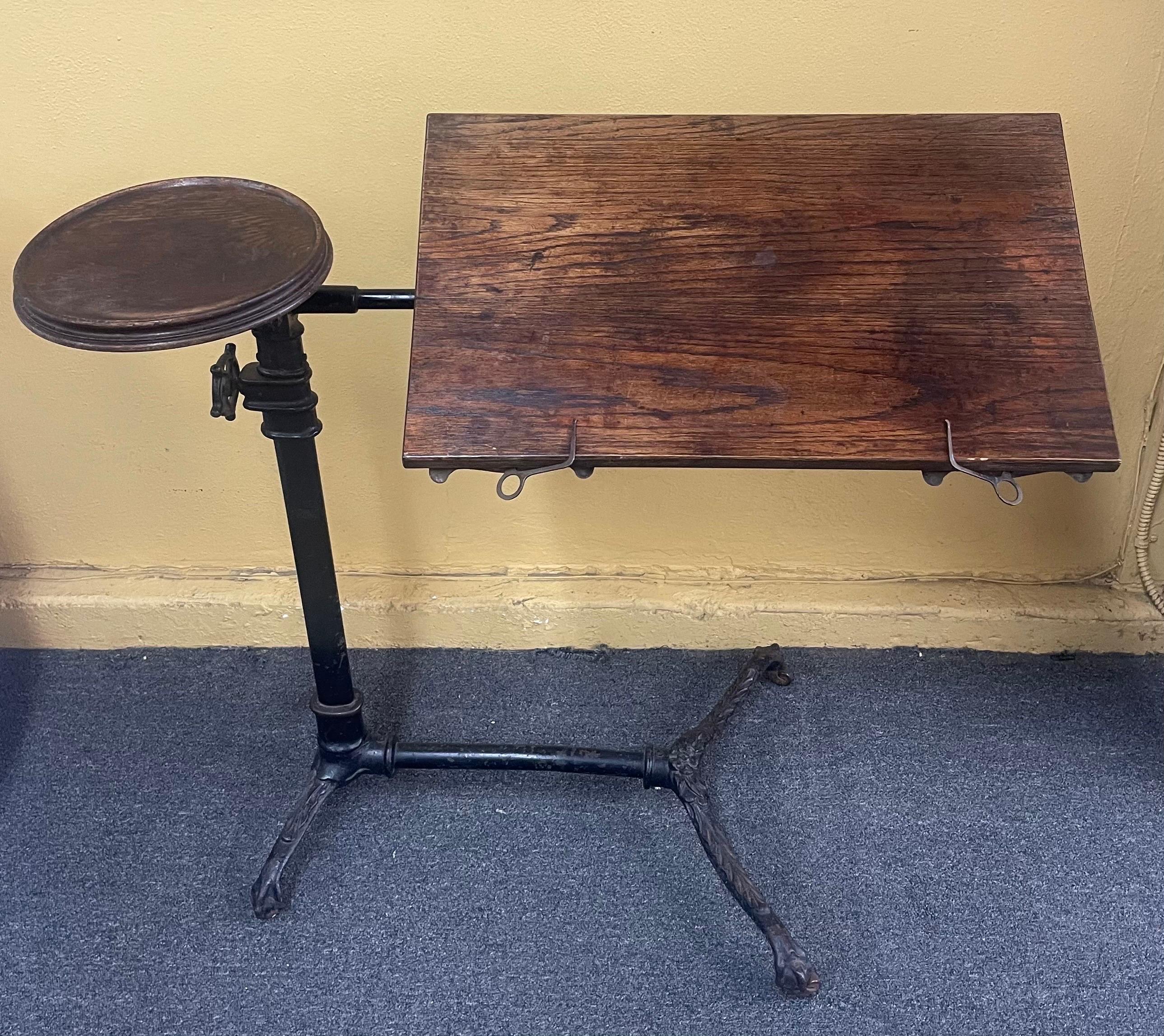 Victorian Industrial Cast Iron Drafting Table or Desk by J. Foot & Son of London In Fair Condition In San Diego, CA