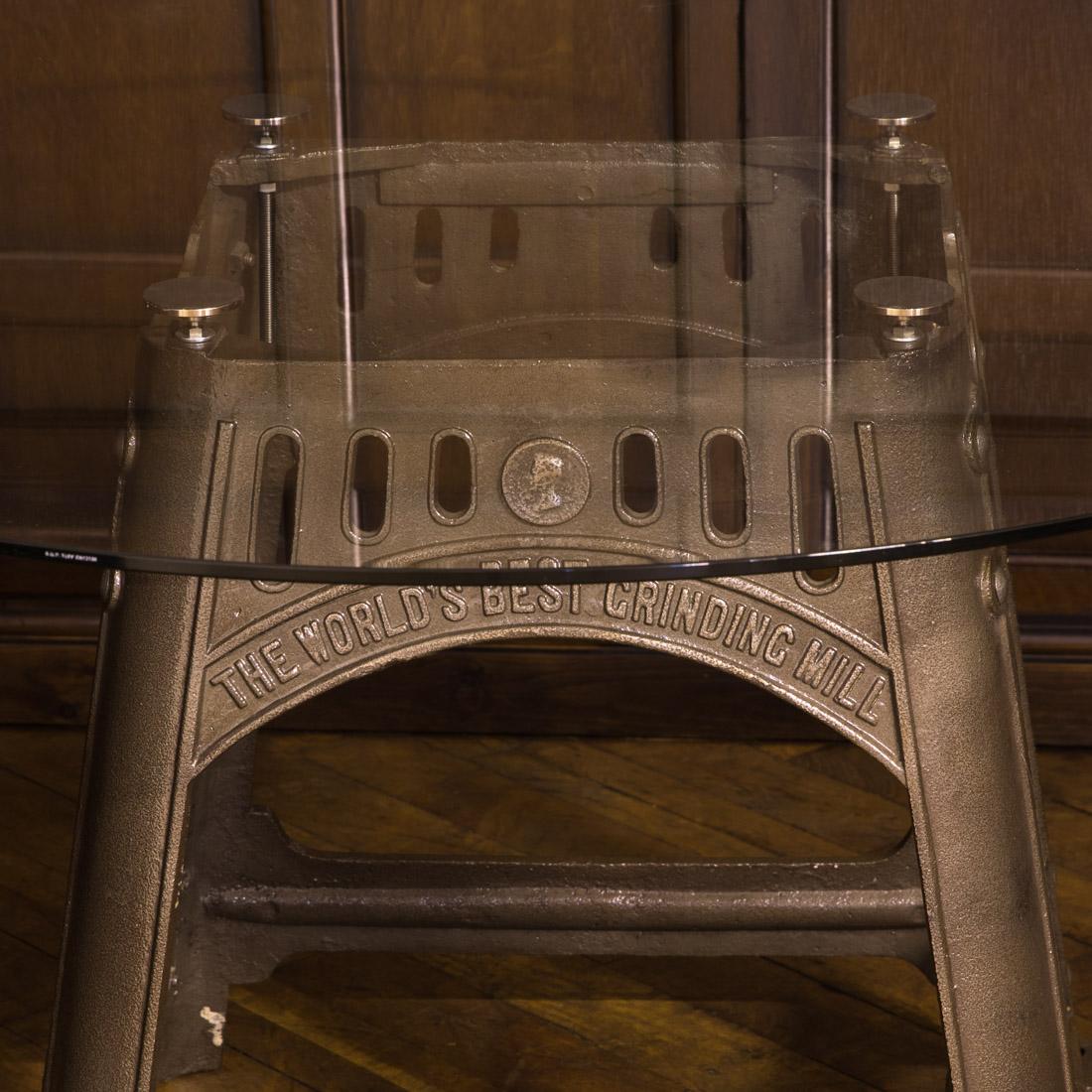 A fantastic Victorian cast iron industrial table conversion. The restored iron base boasts 