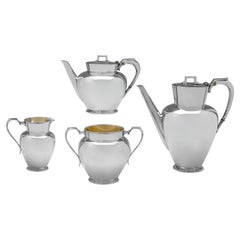 Victorian industrial movement antique sterling silver tea set made in 1878