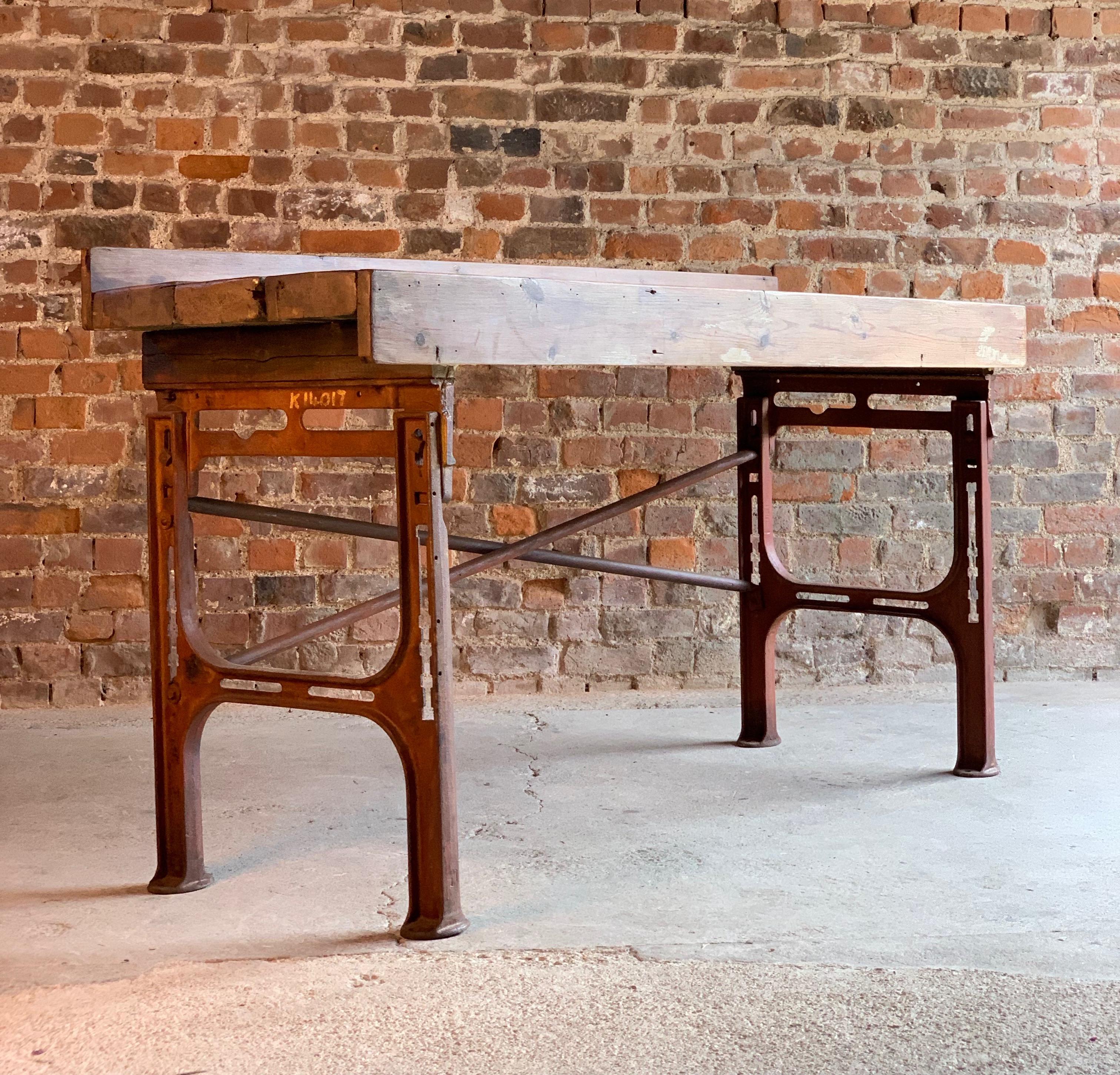 Victorian Industrial Workbench Table, circa 1868 5