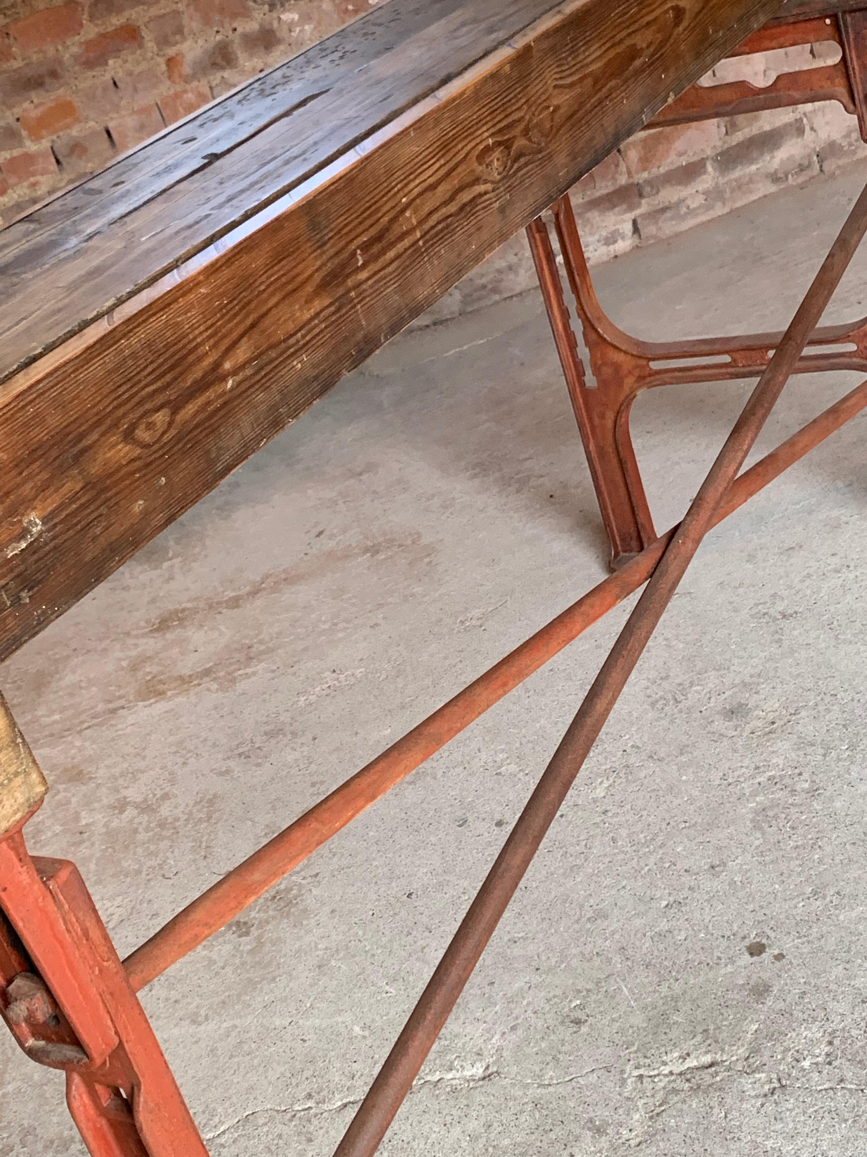 Victorian Industrial Workbench Table, circa 1868 In Distressed Condition In Longdon, Tewkesbury