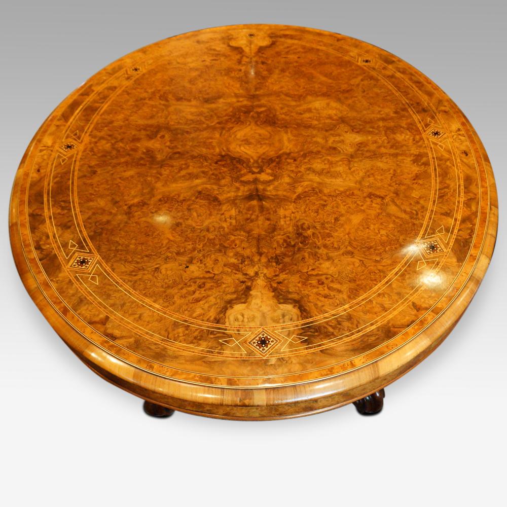 Victorian Inlaid Burr Walnut Coffee Table 4