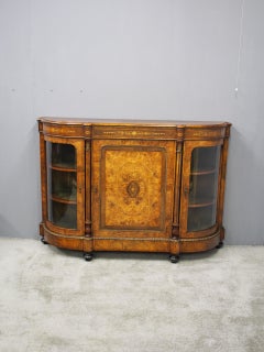 Victorian Inlaid Burr Walnut Credenza