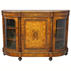 Victorian Inlaid Burr Walnut Credenza