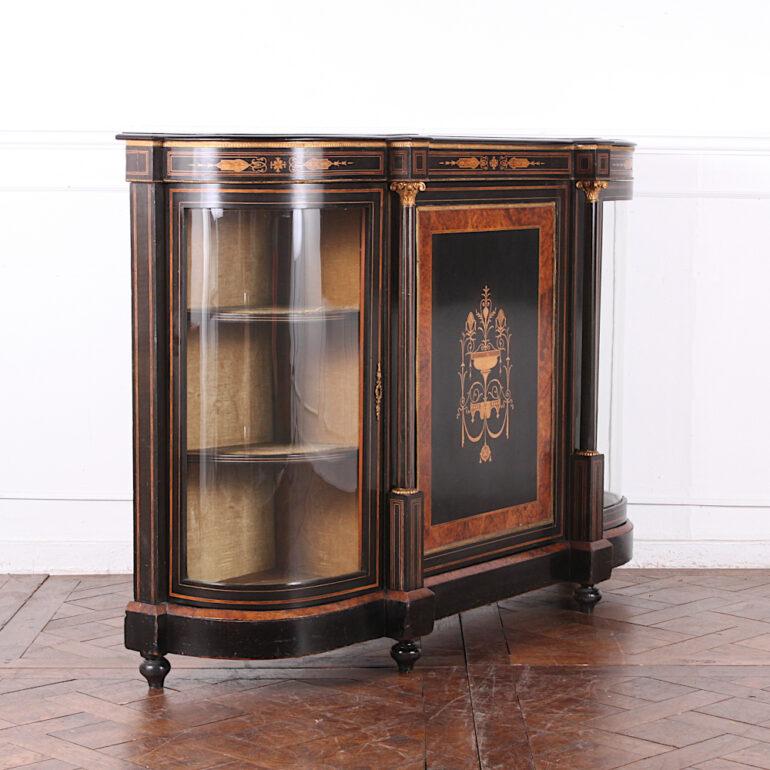 Victorian Inlaid Ebonized Cabinet, C1870 In Good Condition For Sale In Vancouver, British Columbia