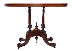 Victorian Inlaid Figured Walnut Oval Side Supper Tea Table
