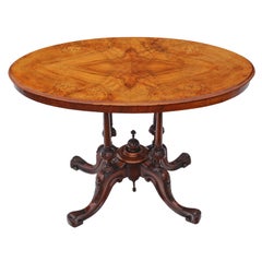 Victorian Inlaid Figured Walnut Oval Side Supper Tea Table