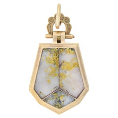 Victorian Inlaid Gold Quartz Locket Pendant