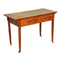 Victorian Inlaid Leather Top Hall/ Sofa Table