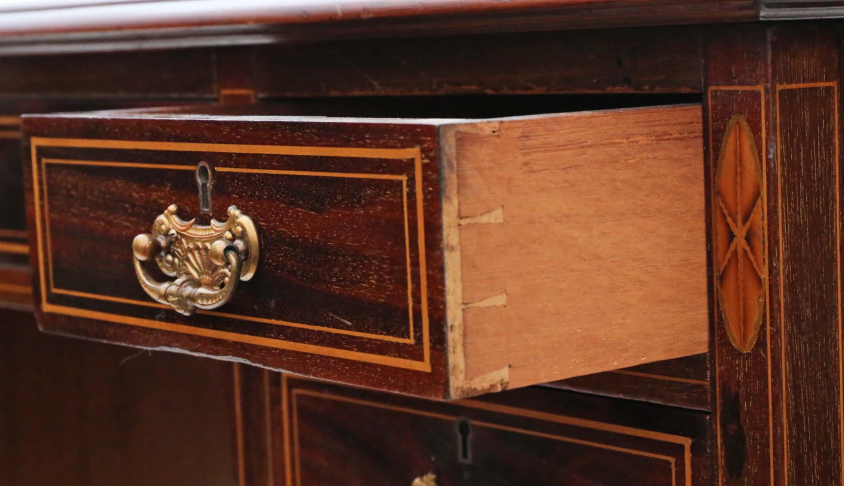 Wood Victorian Inlaid Mahogany Twin Pedestal Desk JAS Schoolbred