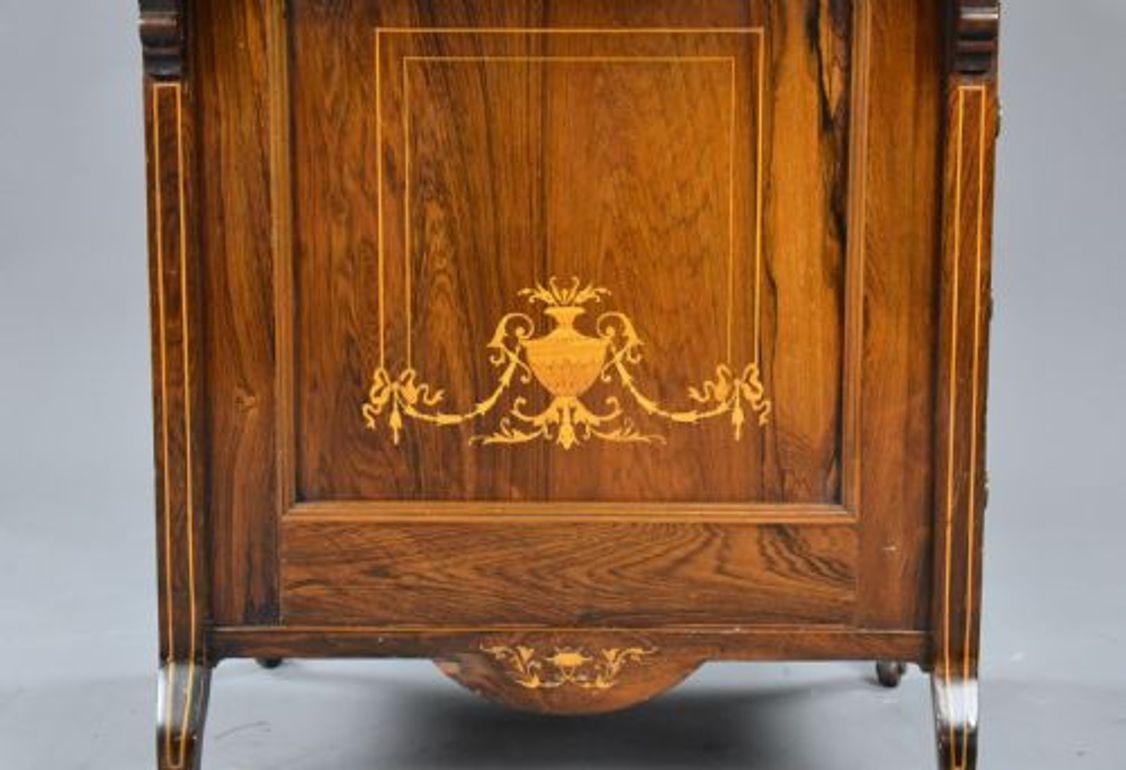 Viktorianischer Davenport-Schreibtisch mit Intarsien aus Rosenholz im Angebot 3
