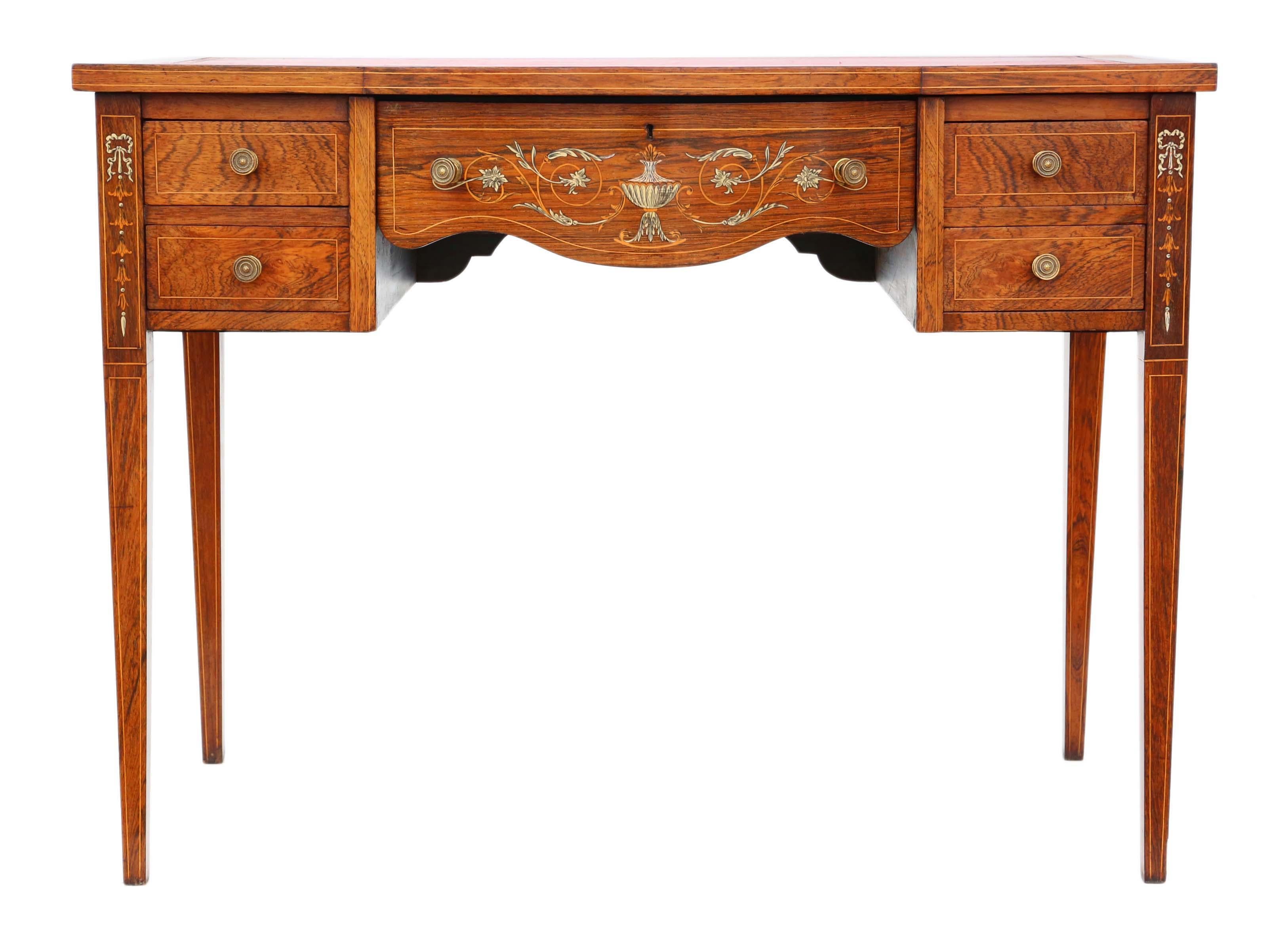 Victorian, Inlaid, Rosewood, Desk, Writing, Dressing, Table In Good Condition In Wisbech, Cambridgeshire