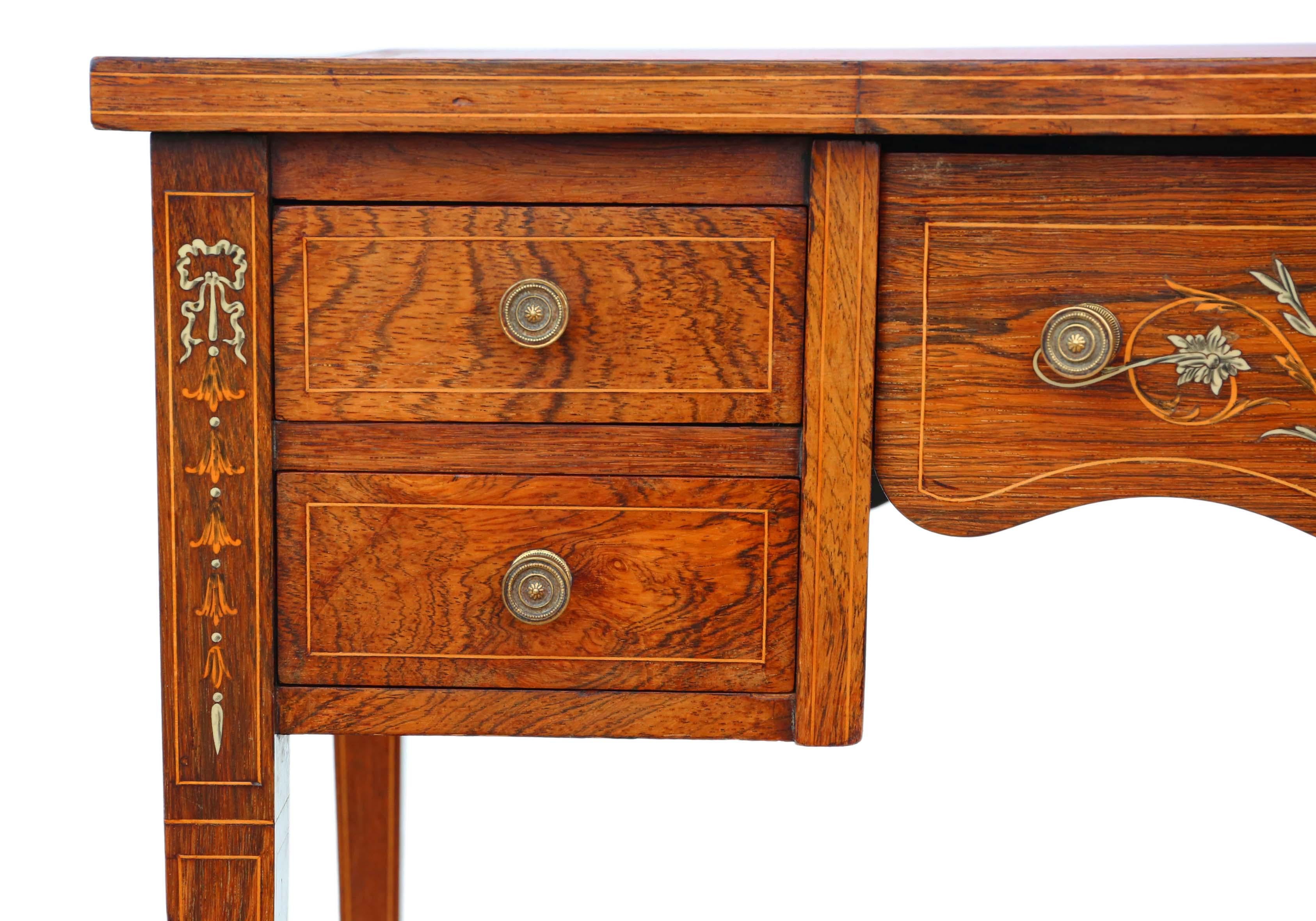 Victorian, Inlaid, Rosewood, Desk, Writing, Dressing, Table 1