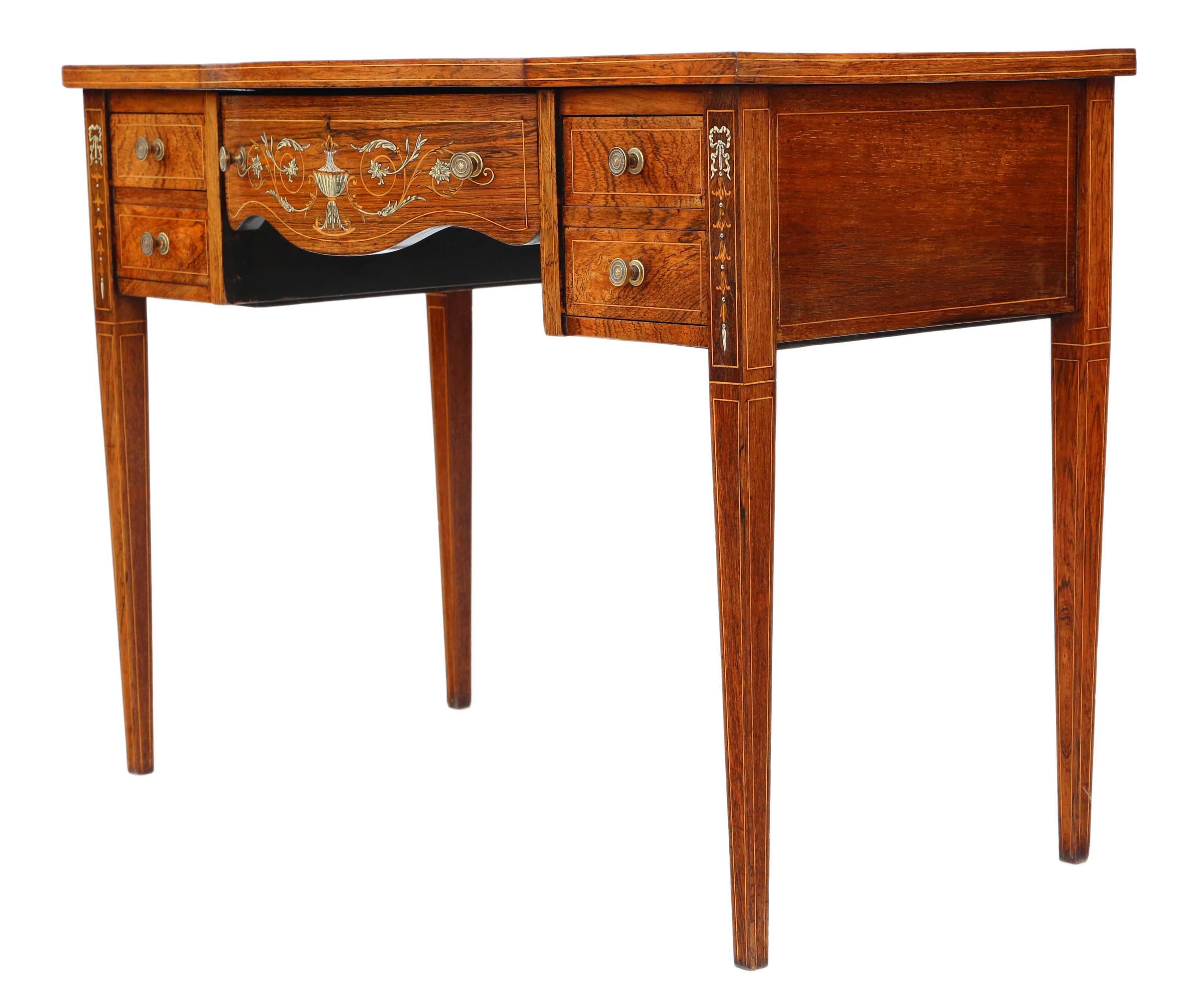 Victorian, Inlaid, Rosewood, Desk, Writing, Dressing, Table 4