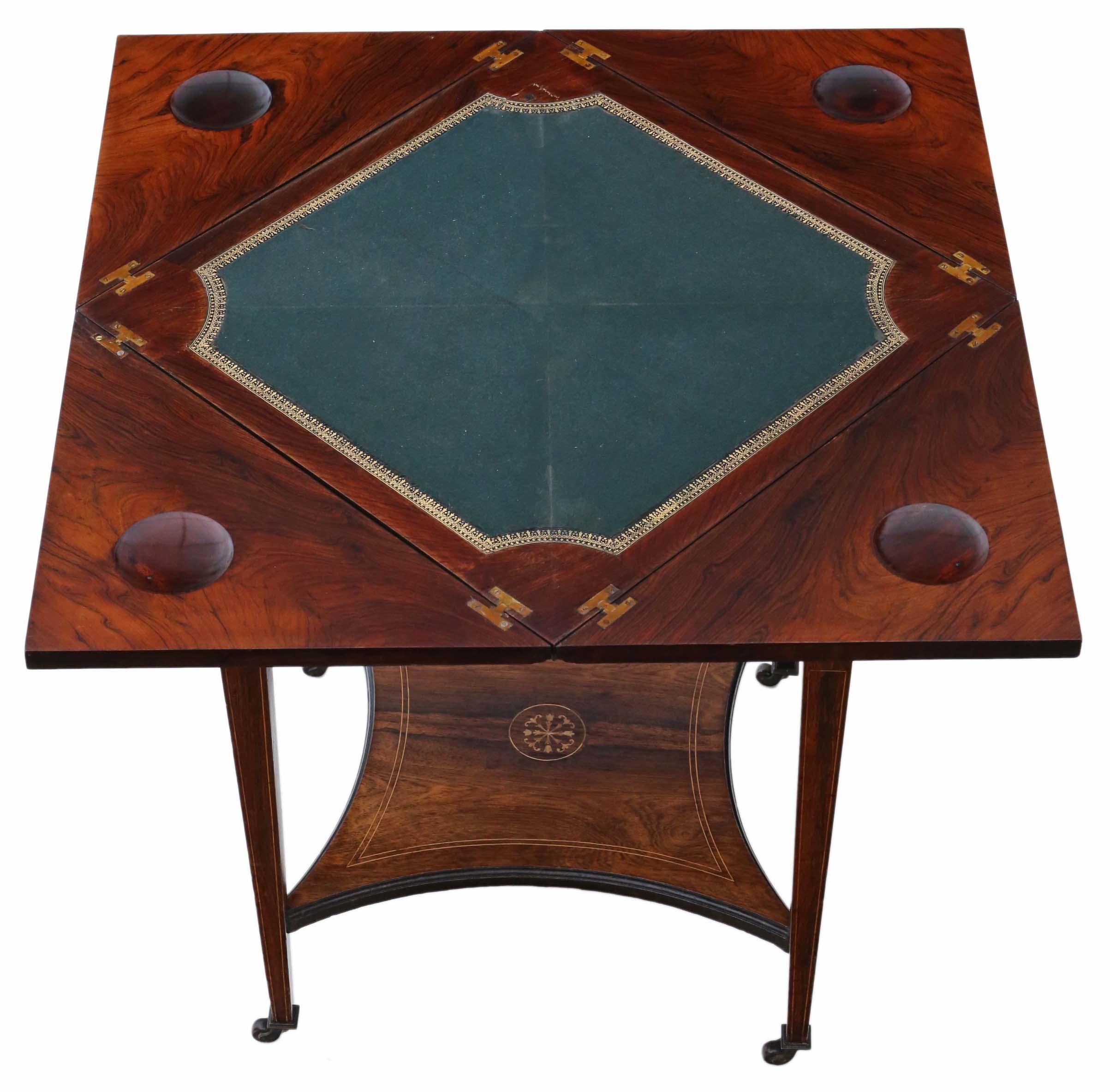 Late 19th Century Victorian Inlaid Rosewood Games Table