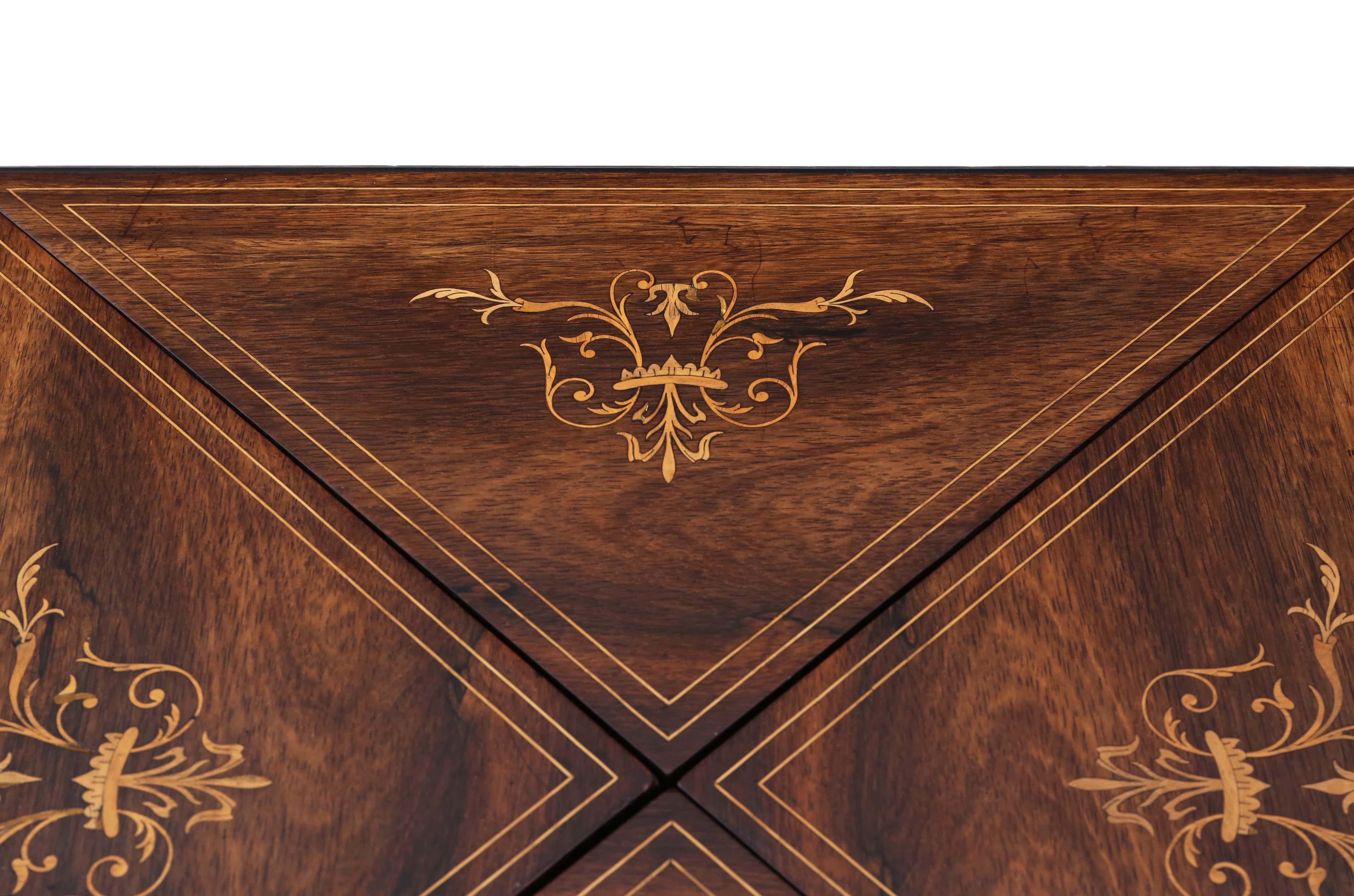Victorian Inlaid Rosewood Games Table 3