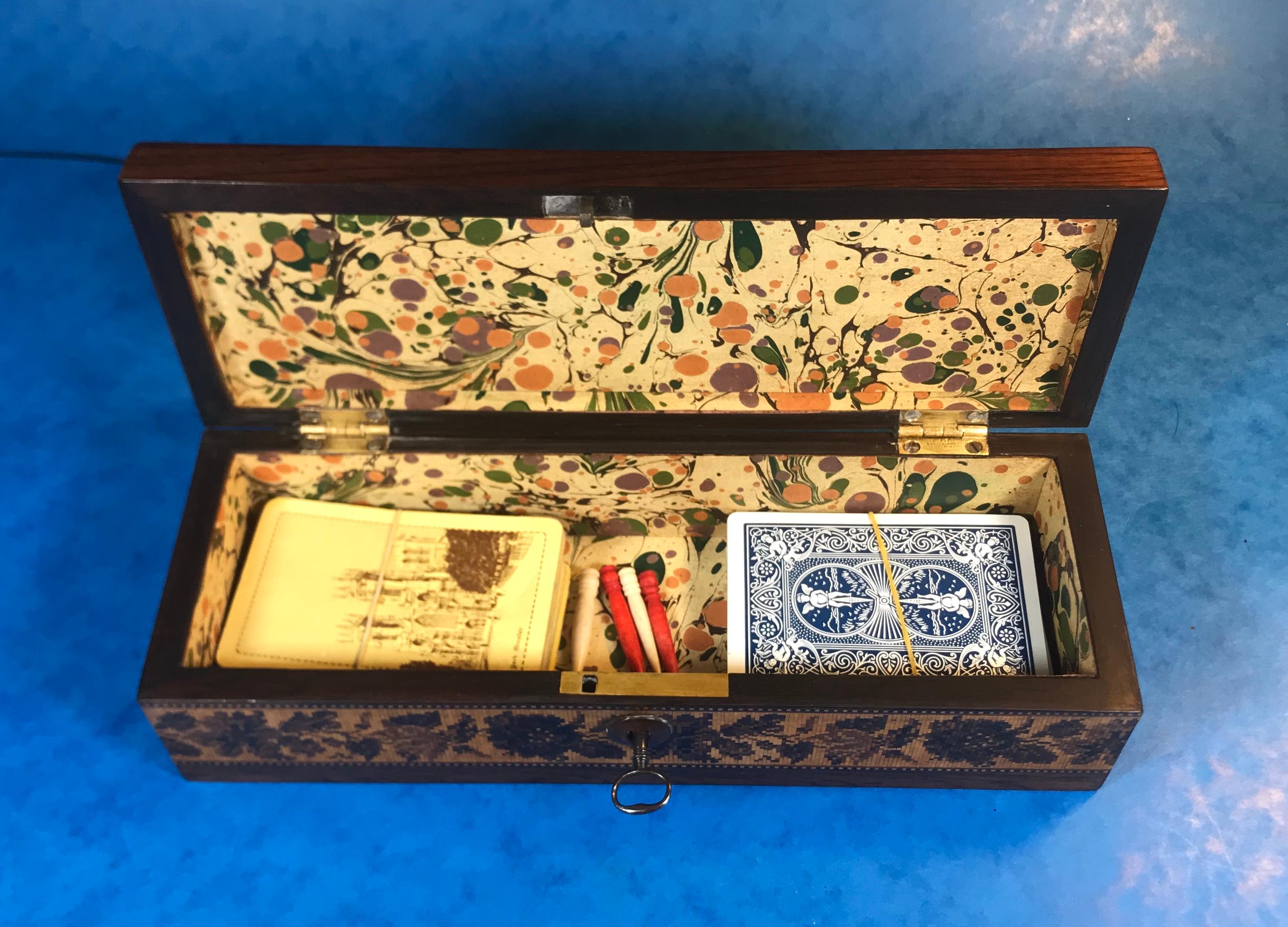 Victorian Inlaid Tunbridge Ware Crib/Games Box For Sale 5