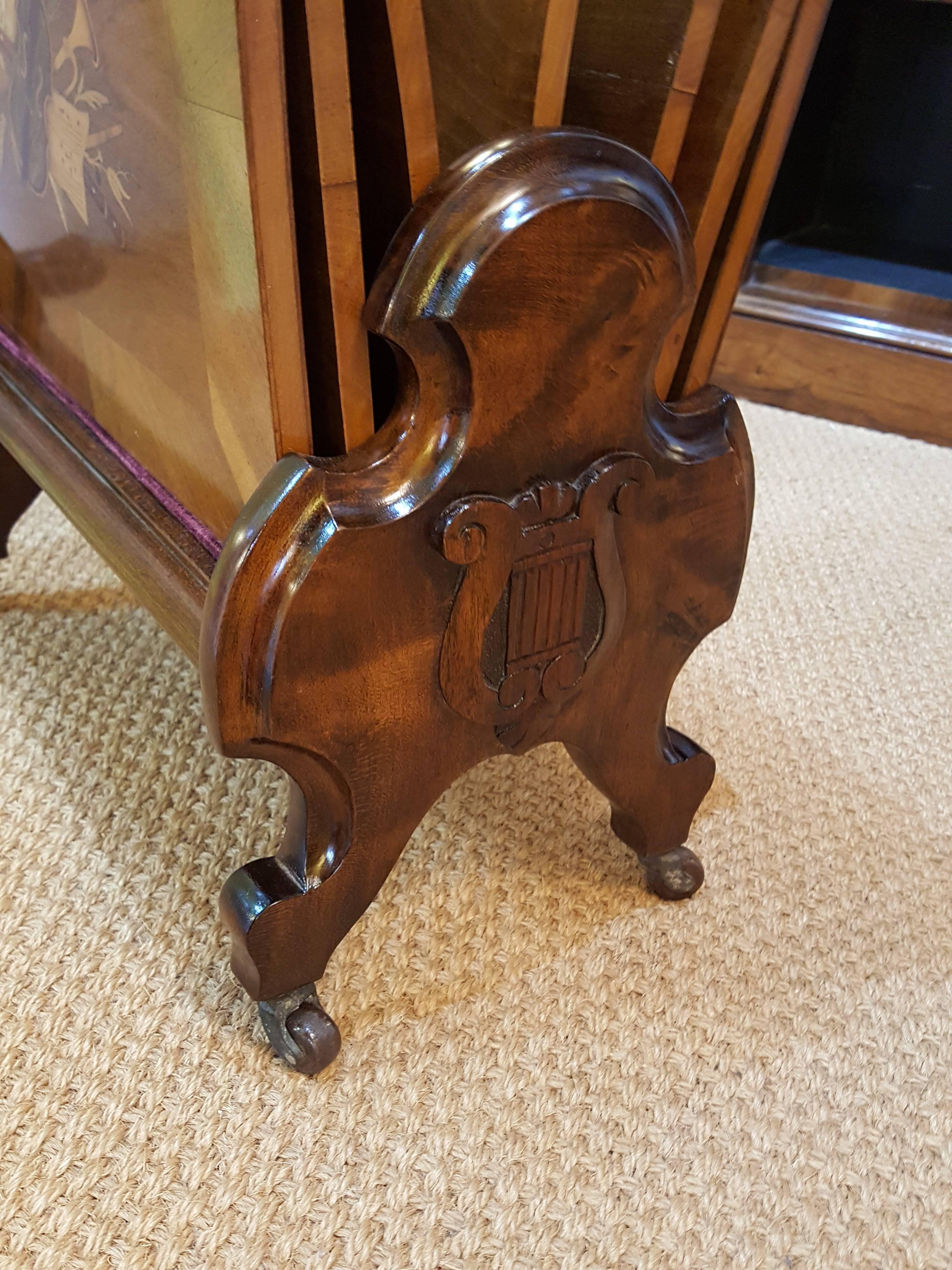 Victorian Inlaid Walnut Canterbury In Good Condition For Sale In Altrincham, Cheshire