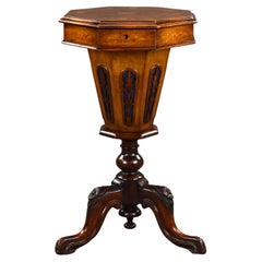 Antique Victorian Inlaid Walnut Needlwork Table