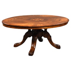 Victorian Inlaid Walnut Oval Coffee Table