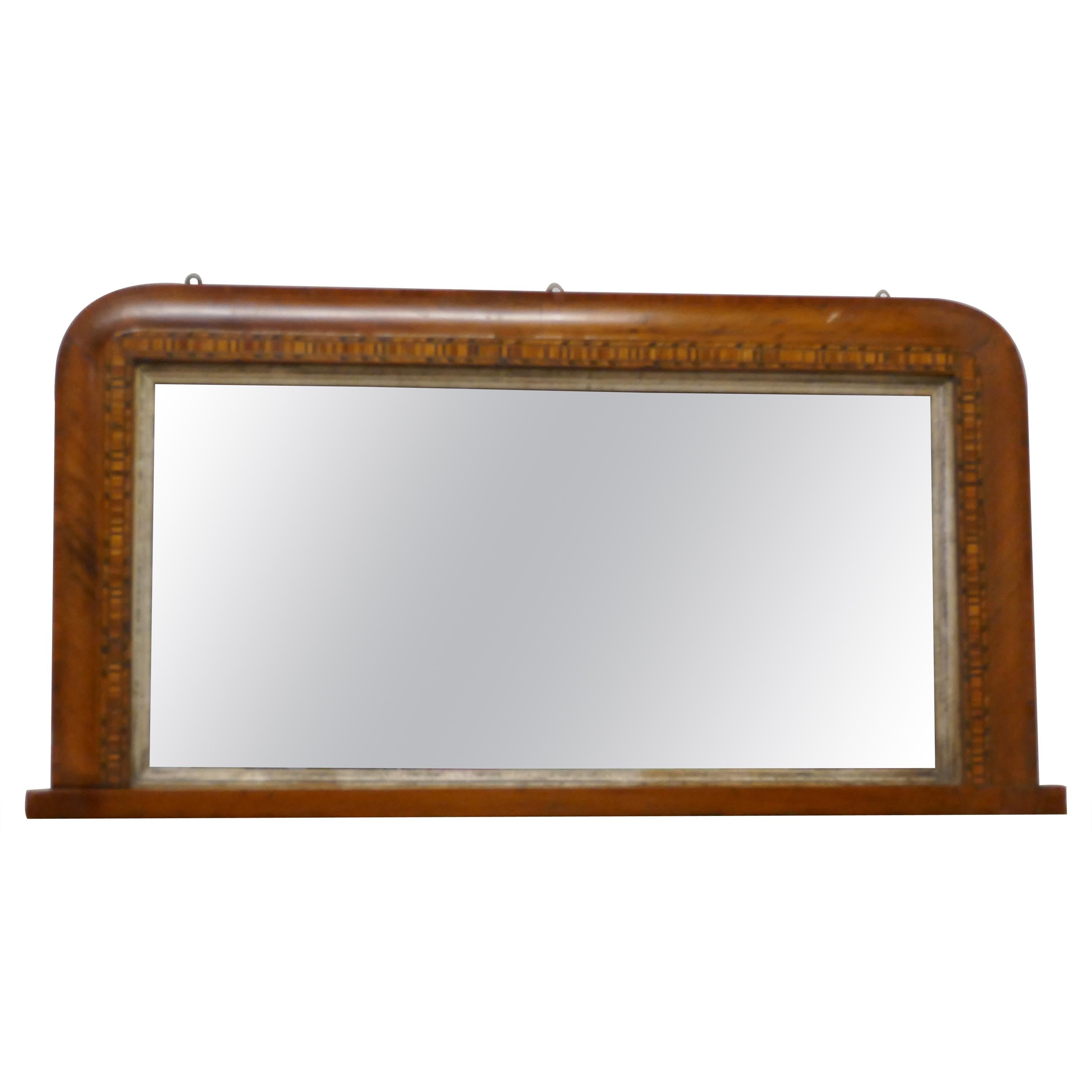 Victorian Inlaid Walnut Overmantel Mirror For Sale