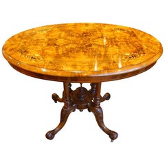 Antique Victorian Inlaid Walnut Table