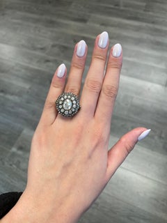 Victorian Inspired 3.86 Carat Rose Cut Diamond Ring with Halo