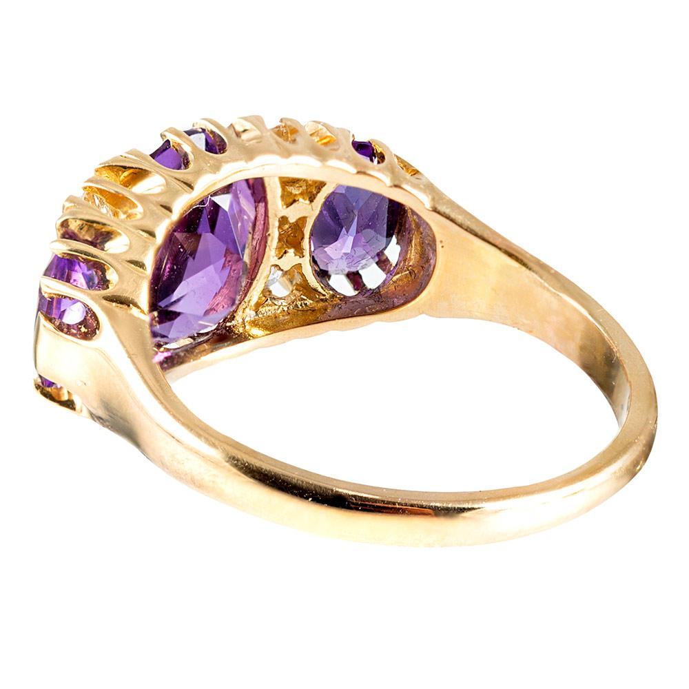 Victorian Inspired Amethyst and Diamond Ring In New Condition In Carmel-by-the-Sea, CA