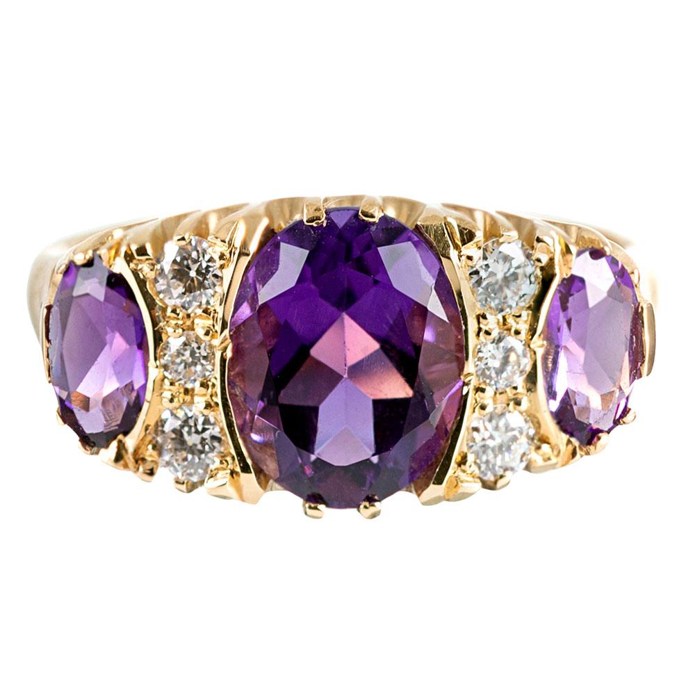 Victorian Inspired Amethyst and Diamond Ring