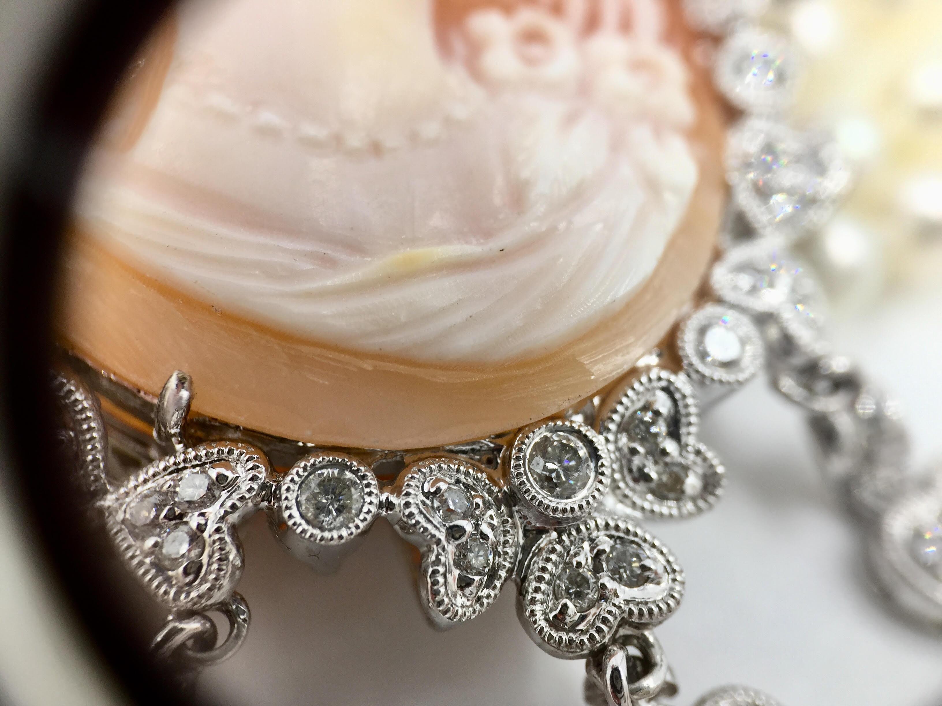 Victorian Inspired Cameo, Diamond and Pearl 18 Karat Choker Necklace 4