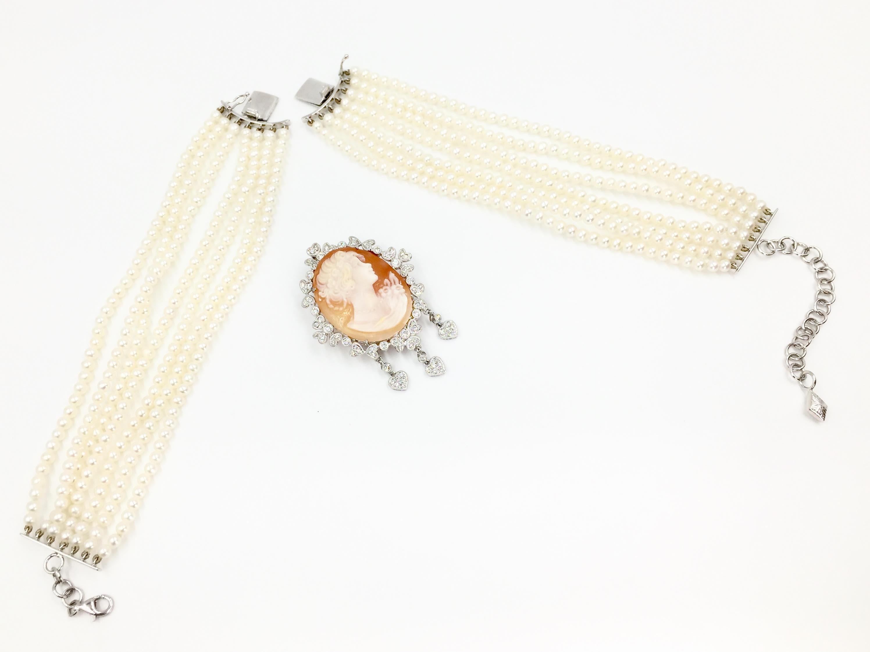 cameo pearl choker