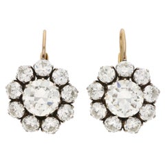 Viktorianisch inspirierte, umwandelbare Cluster-Diamant-Ohrringe aus 18 Karat Gold
